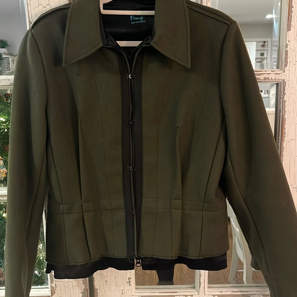 Firuzi San Francisco olive green wool blazer size medium